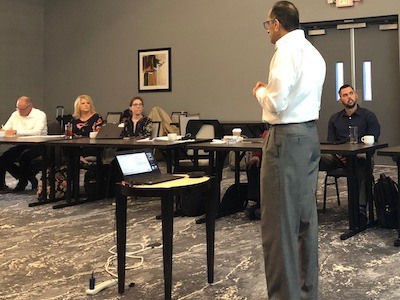 AMTS leadership team meeting in August 2020 discussing high-tech construction project delivery during COVID-19 environment by AMTS in houston, texas.
