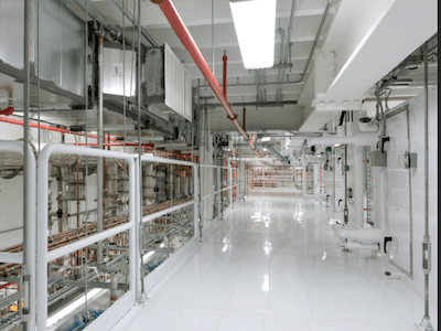Cleanroom semiconductor facility ceiling area