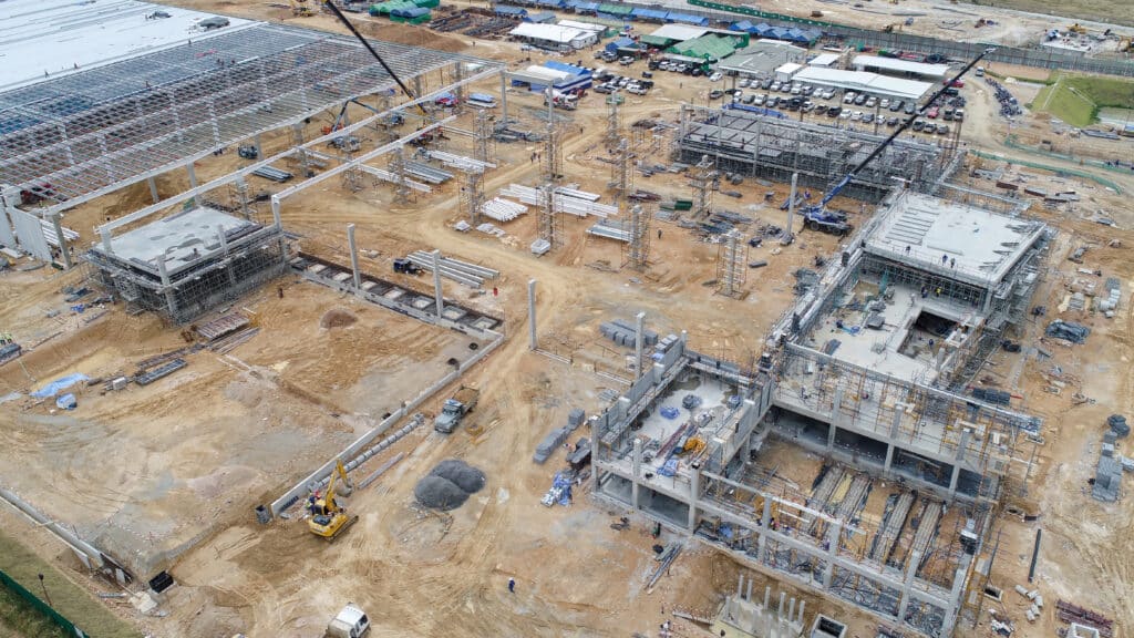 Aerial view of construction site