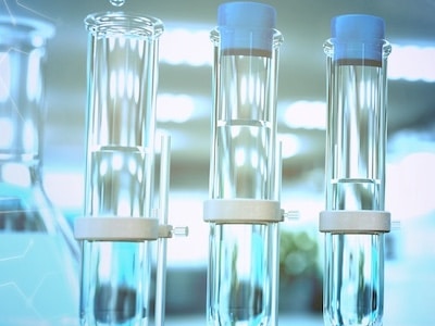 Research being performed in a biopharma facility