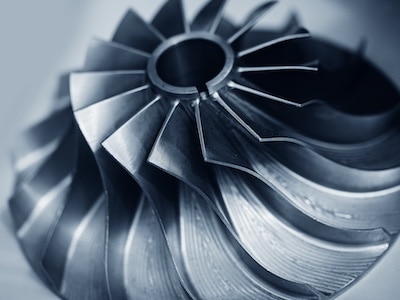 Close-up view of a manufactured aerospace part