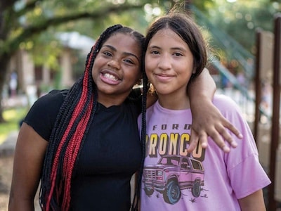 Campers from Austin Sunshine Camps (ASC) pose together at camp