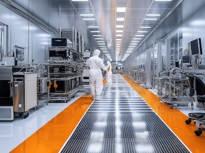 Semiconductor production taking place inside the facility