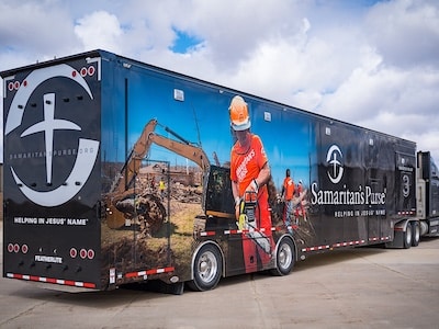 Samaritan’s Purse truck bringing supplies in relief