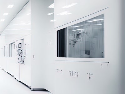 Cleanrooms inside a semiconductor facility